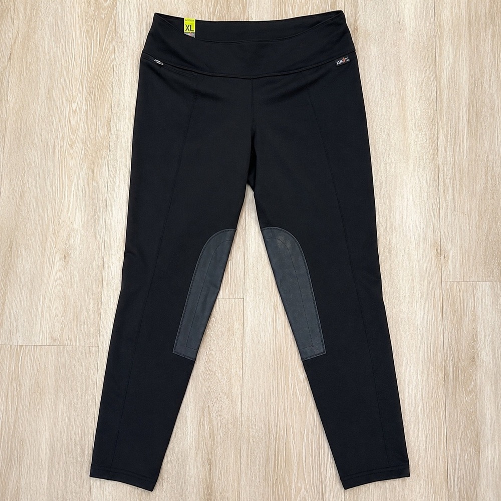 Kerrits Flow Rise Performance Riding Tights Black Fleece Lined XL Knee Patch